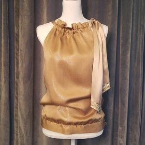 Hale Bop sz xs Gold silk halter top